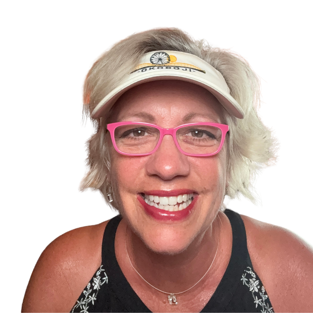 Resilient leader Jena Taylor with Okoboji visor