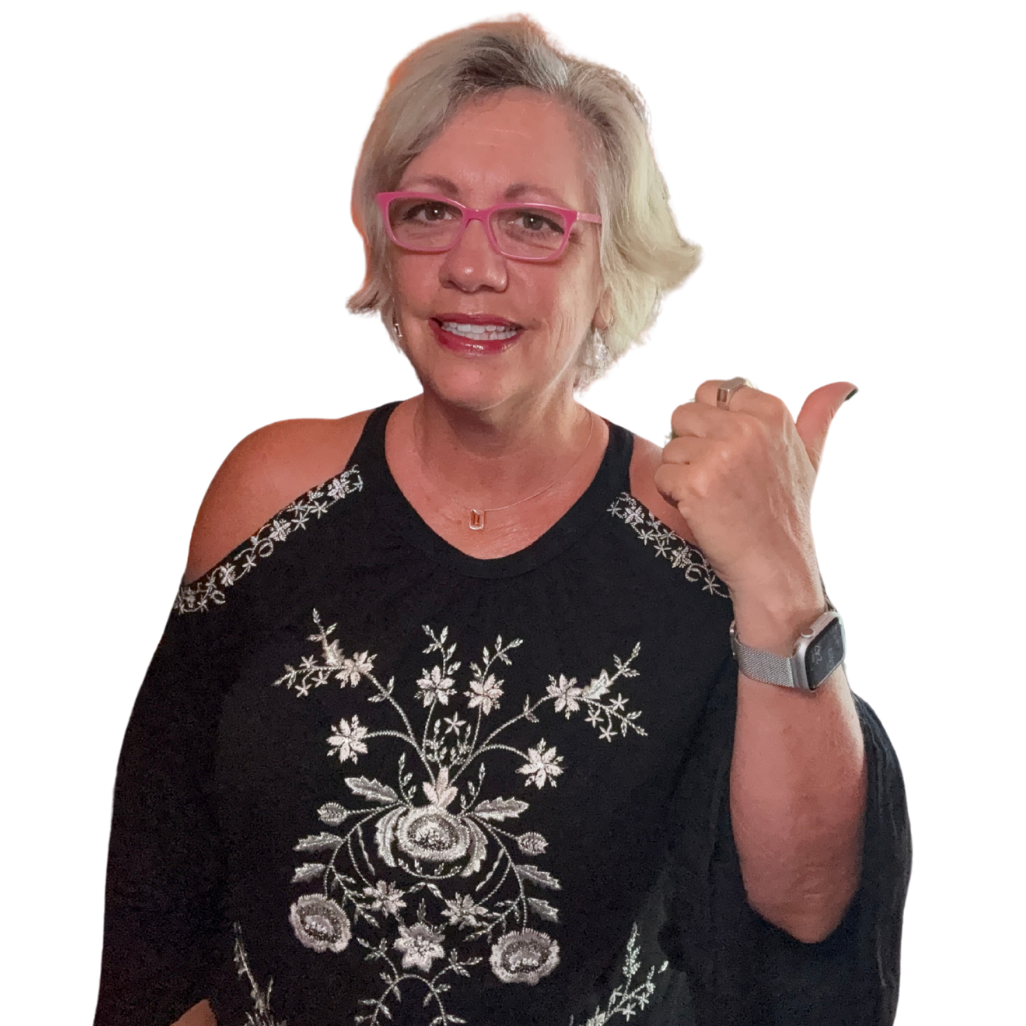 Resilient Jennifer Taylor - pointing left with thumb