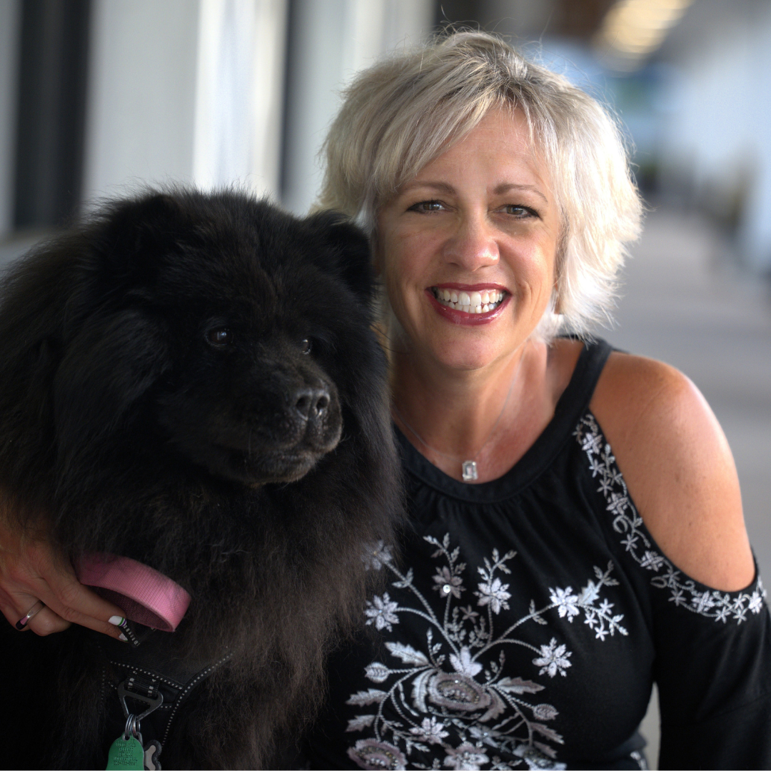 Resilience coach Jena Taylor with black Chow Chow Miki